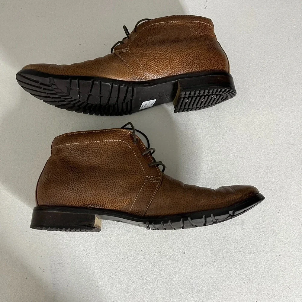 Cole Haan Nike Air Chukka Boots Mens 9.5M Brown‎ Pebbled Leather Lace Up C09799